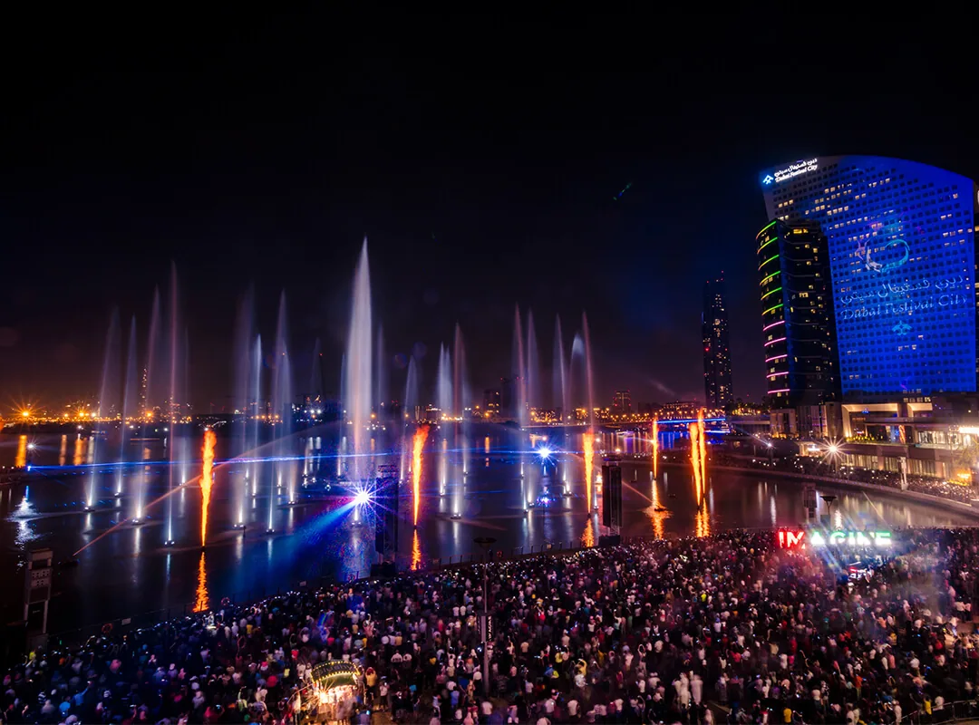 Dubai Creek waterfront and hotel skyline