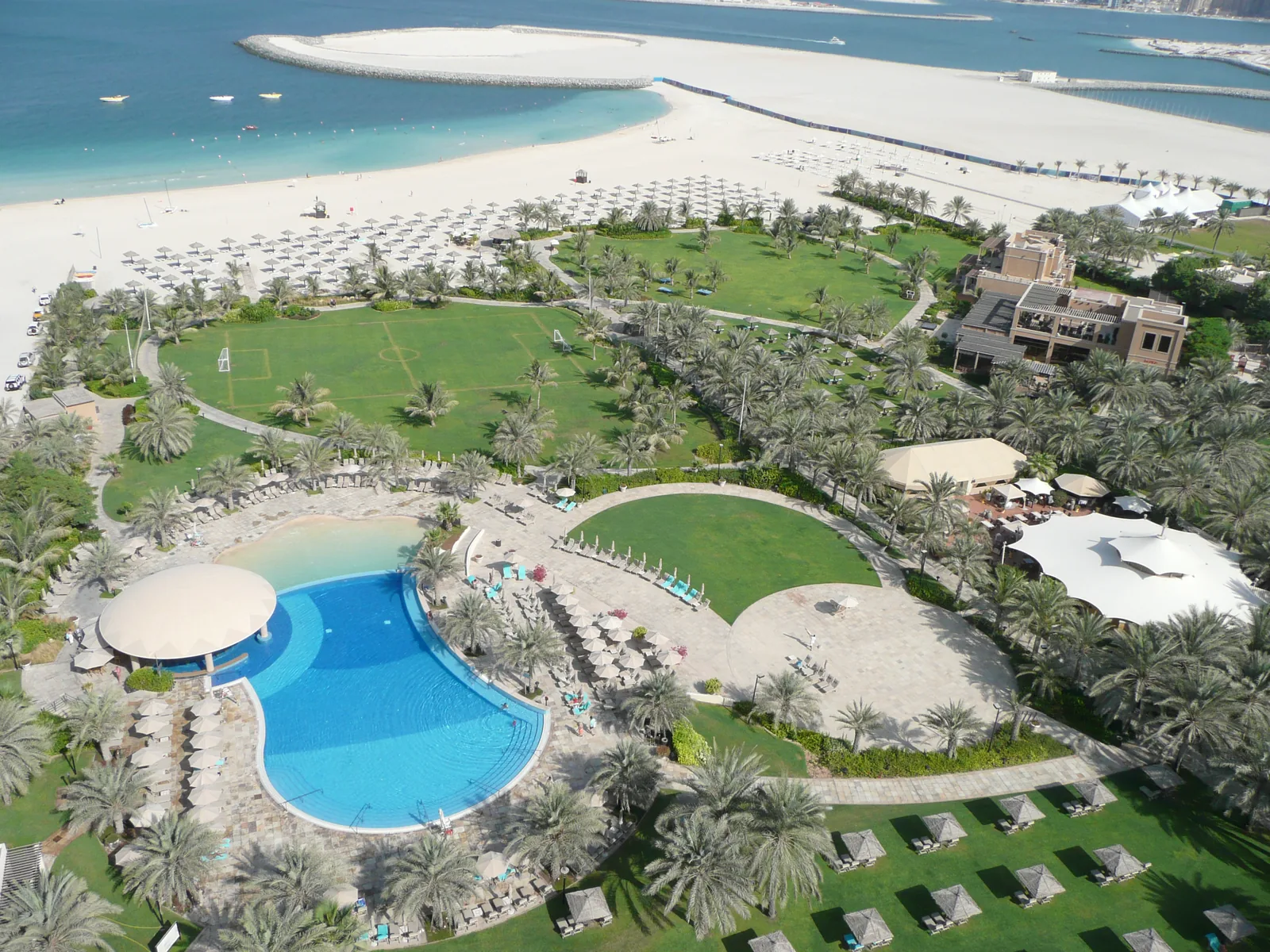 Beach and gardens at Le Royal Meridien Beach Resort and Spa Dubai