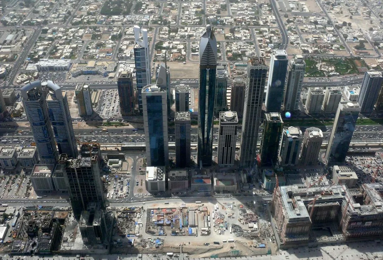 DIFC and Sheikh Zayed Road skyline around The Ritz-Carlton DIFC