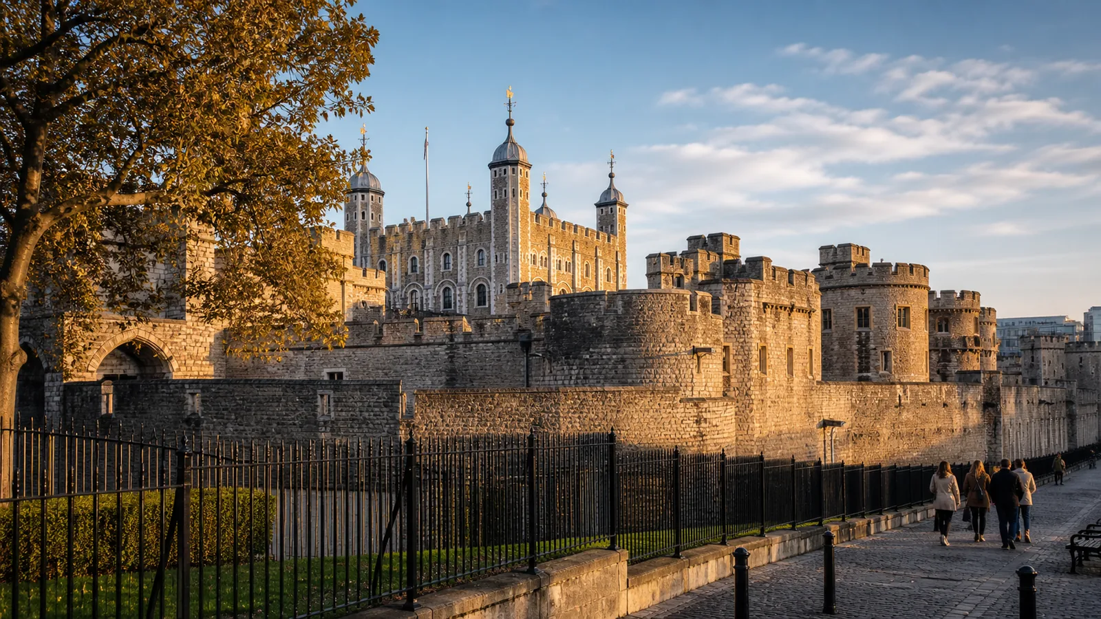 Historic Tower of London walls and the White Tower