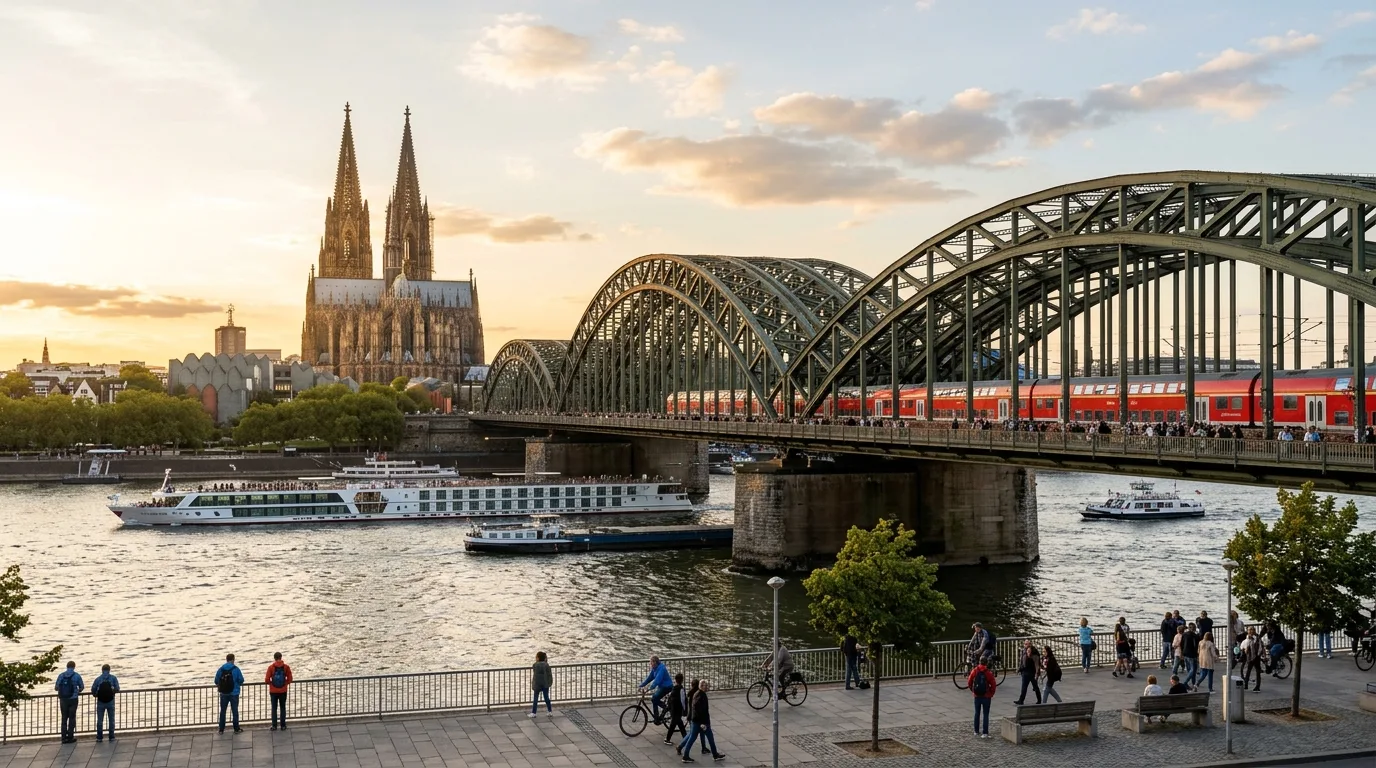 Cologne Cathedral and bridge view in Germany