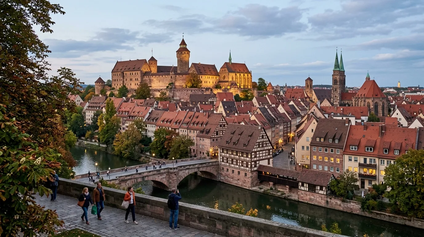 Nuremberg old town rooftops and in Germany