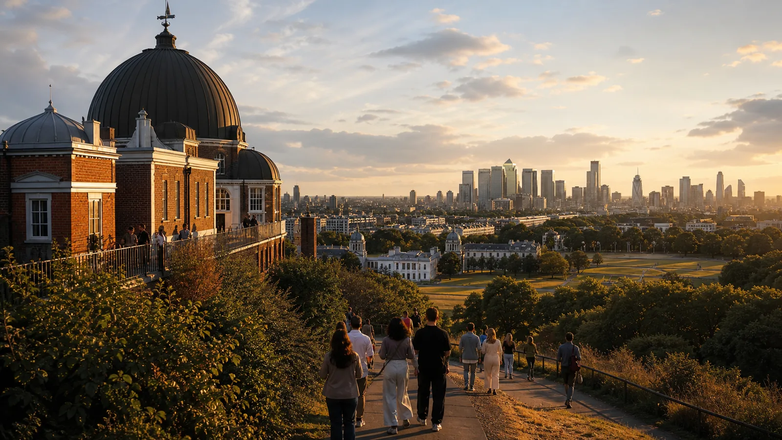 Royal Observatory and London skyline seen from Greenwich hill