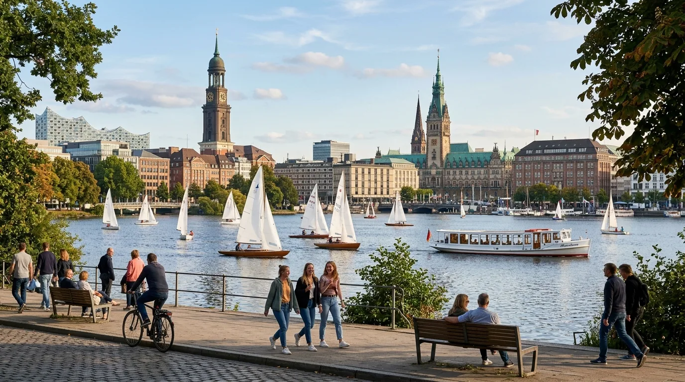 Hamburg waterfront and in Germany