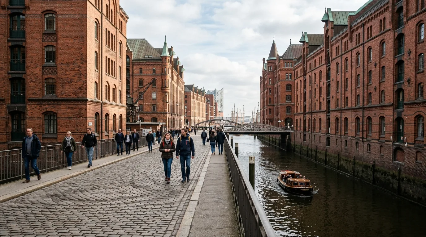 Traveler exploring Hamburg in Germany
