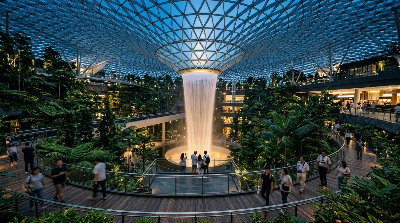 Jewel Changi indoor waterfall in Singapore