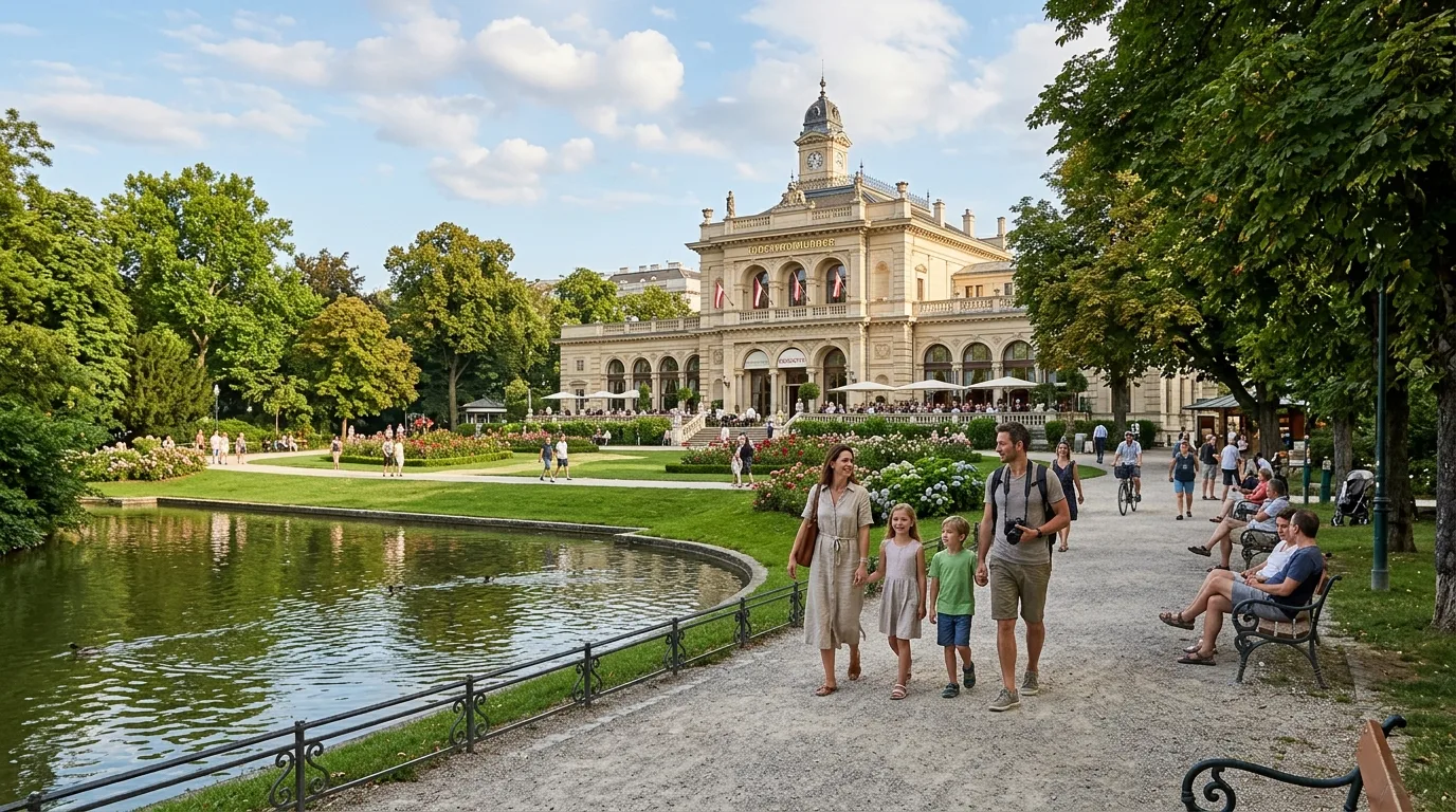 Family visiting Vienna park
