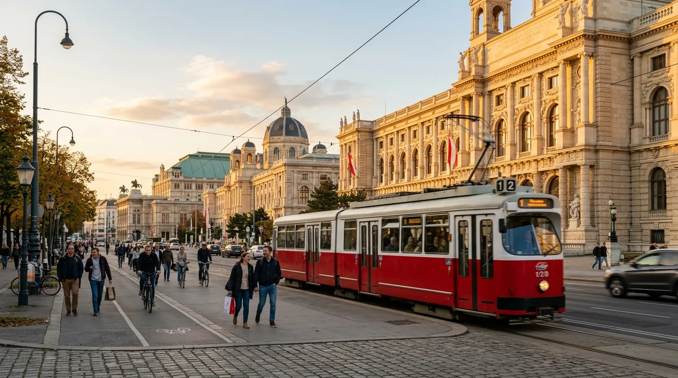 Tram passing historic Vienna