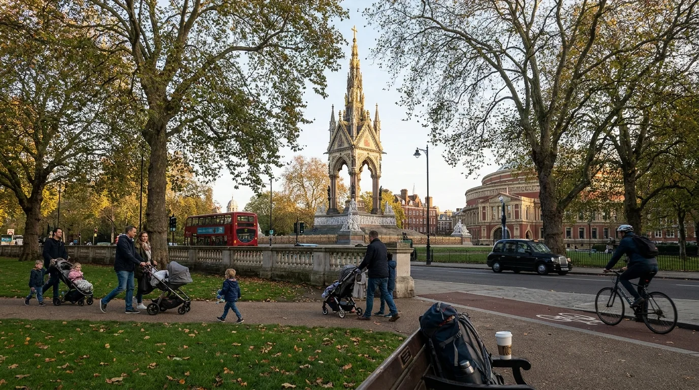 Families visiting Kensington in London