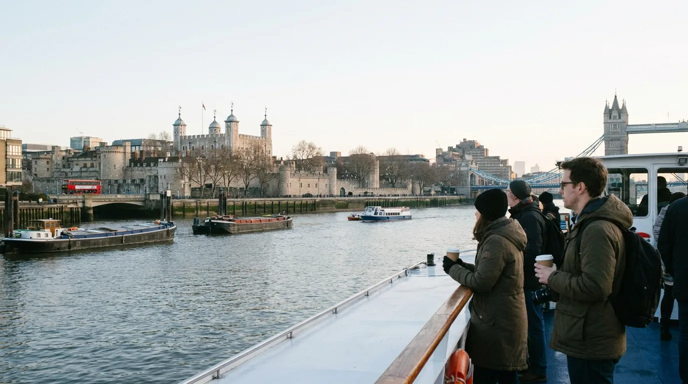 Riverboat passing Tower of London