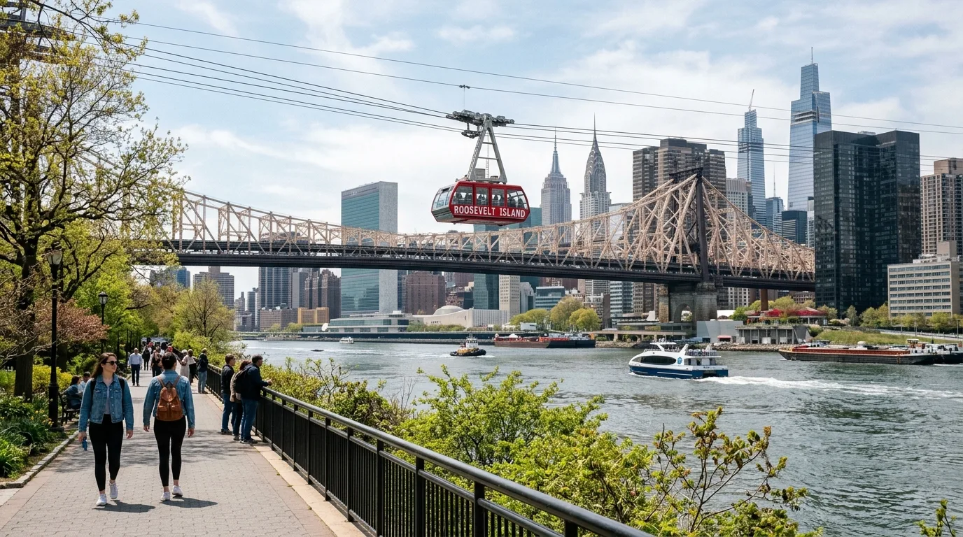 Roosevelt Island Tram crossing in New York