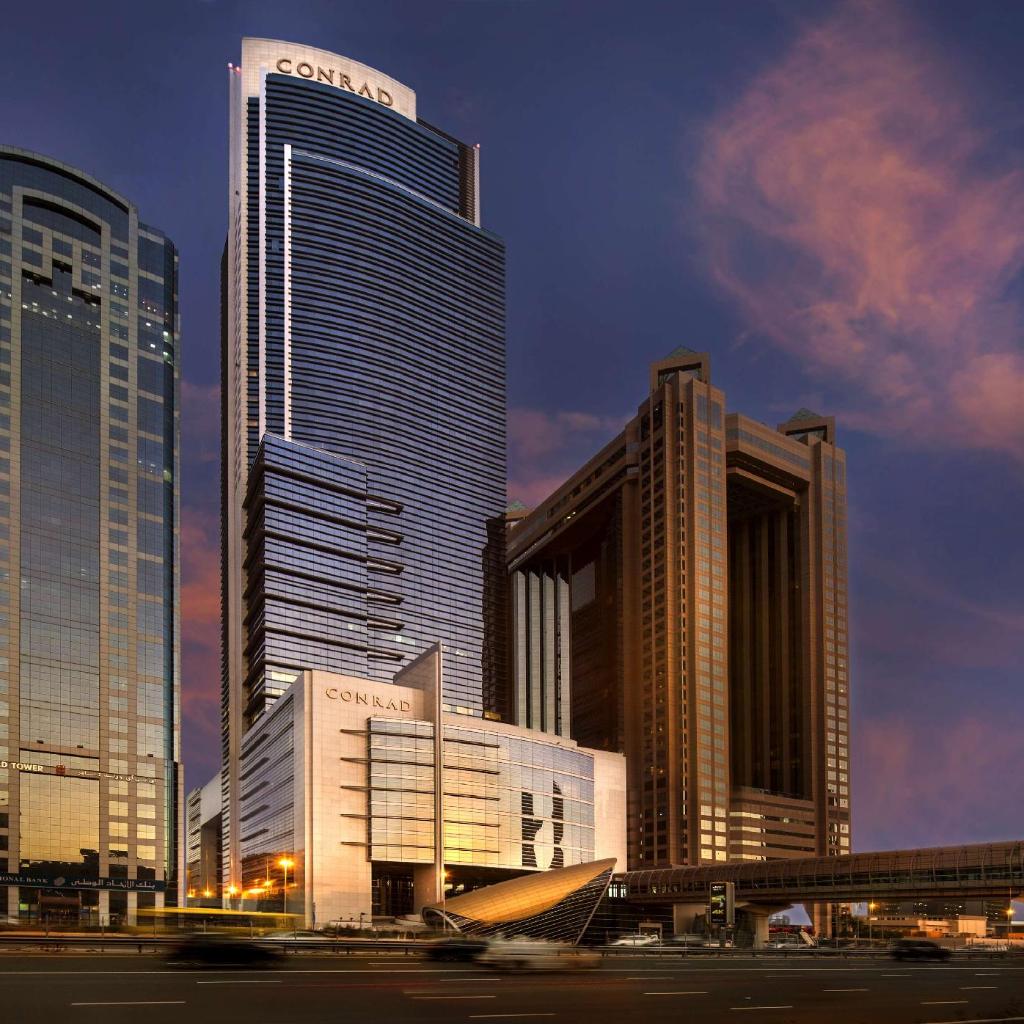 Conrad Dubai exterior near Dubai World Trade Centre
