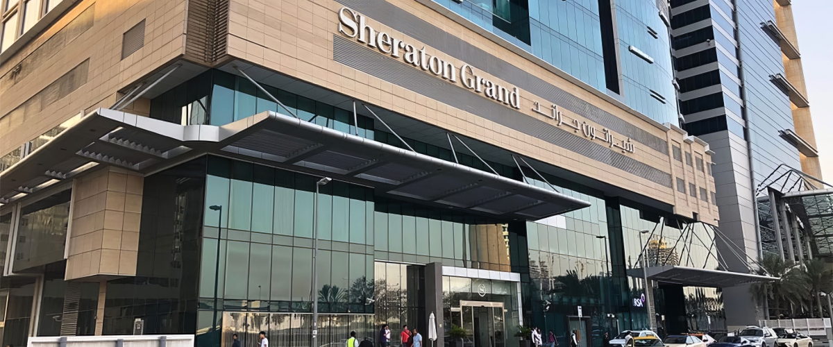 Sheraton Grand Hotel, Dubai exterior near Dubai World Trade Centre