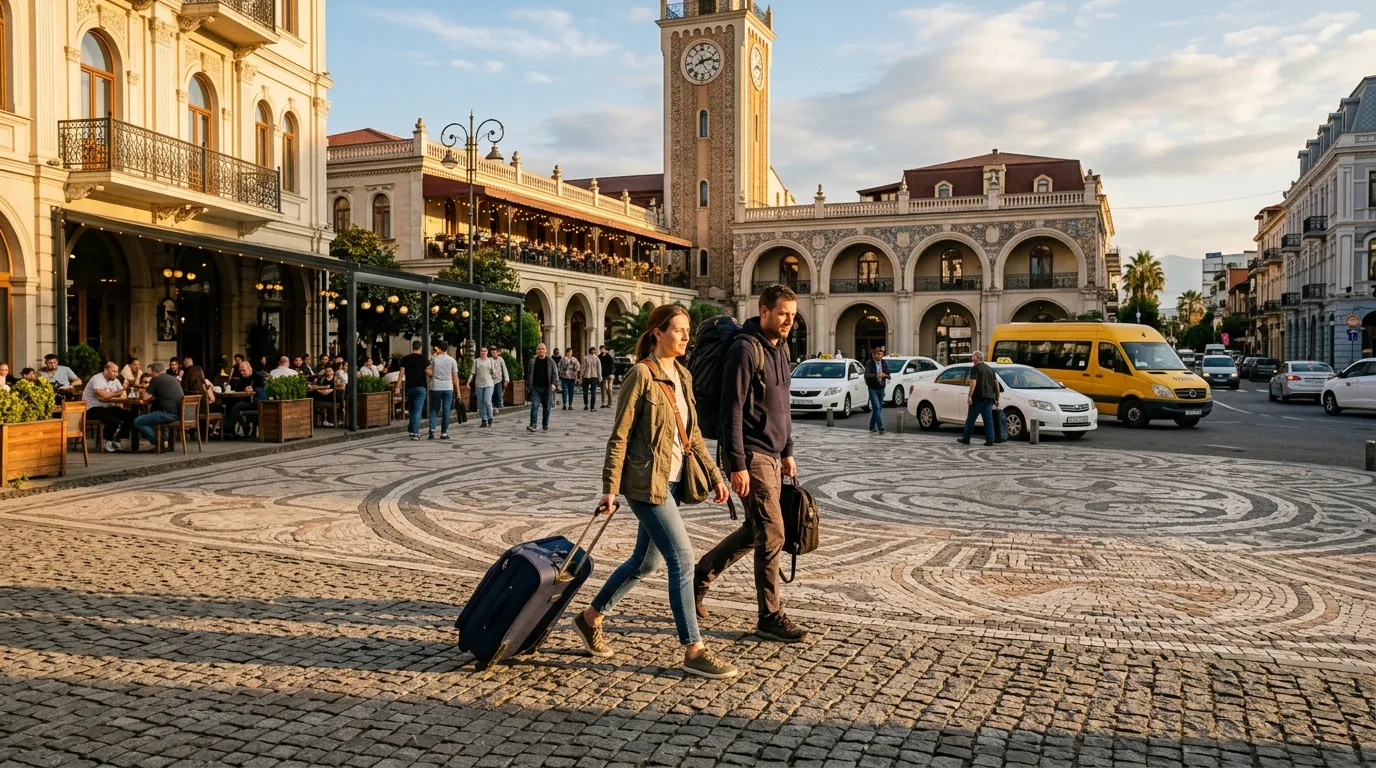 Traveler with luggage in Batumi