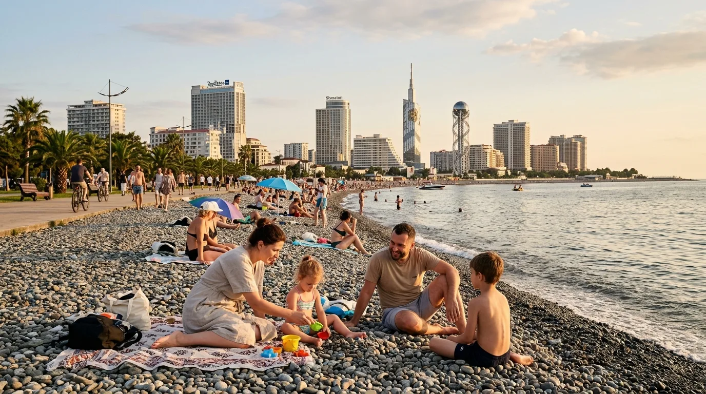 Families on Batumi beach