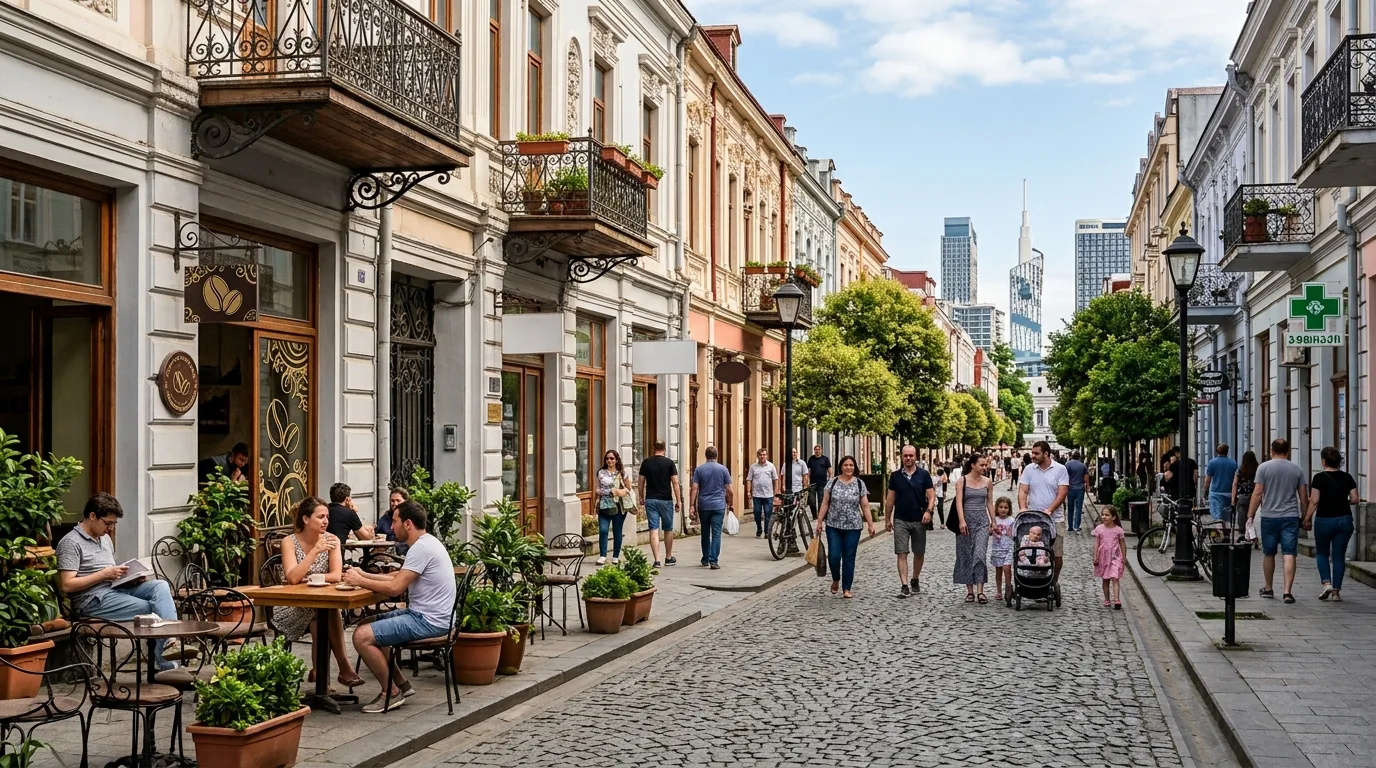 Traveler walking in Batumi street