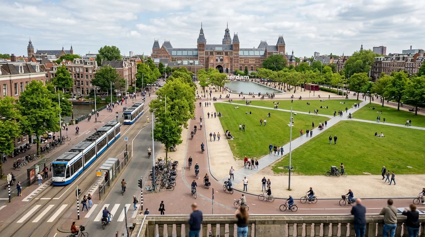 Traveler assessing Museumplein in Netherlands