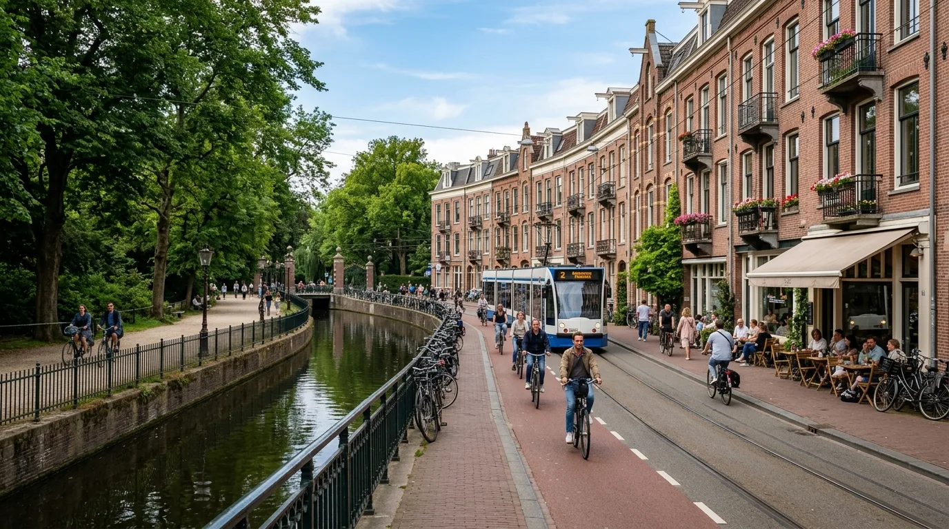 Traveler viewing Amsterdam in Netherlands