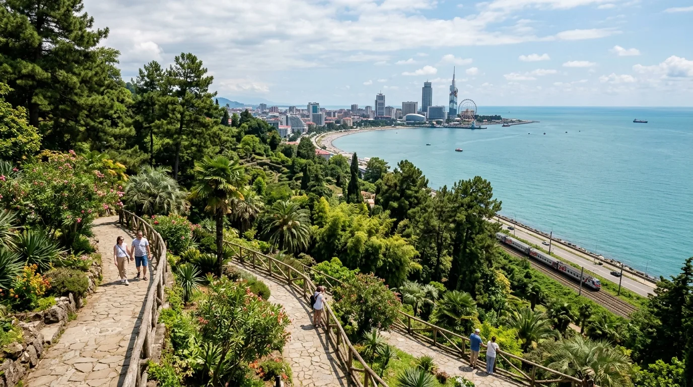 Travelers overlooking Batumi
