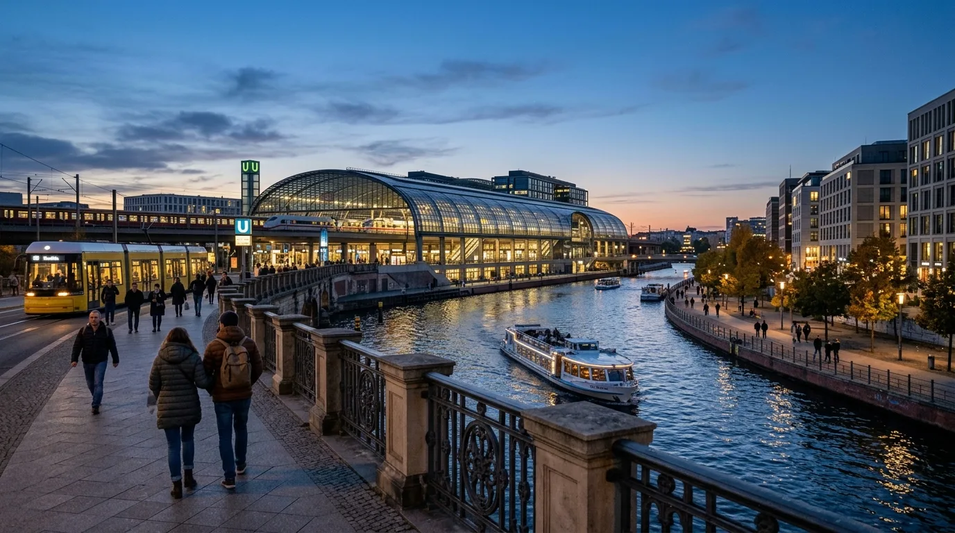 Berlin station and river view in Germany