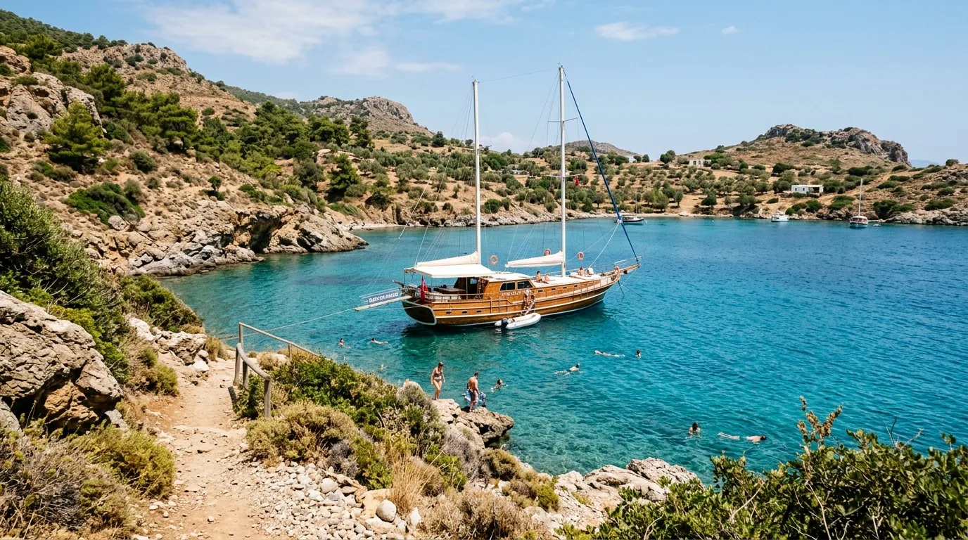 Swimmers at Poyraz Bay in Bodrum