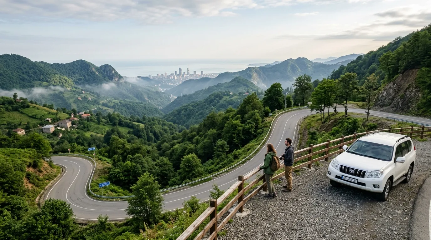 Highland road through green in Batumi