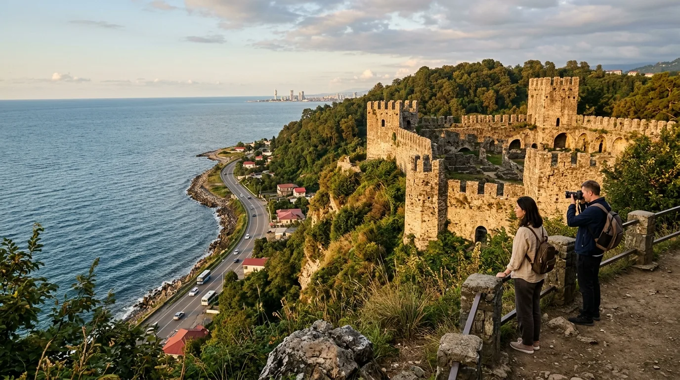 Petra Fortress ruins above sea in Batumi