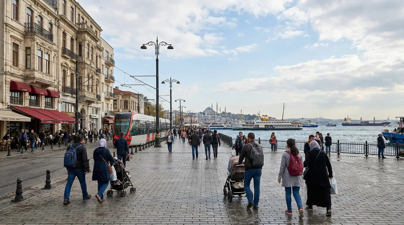 Besiktas waterfront square in in Istanbul