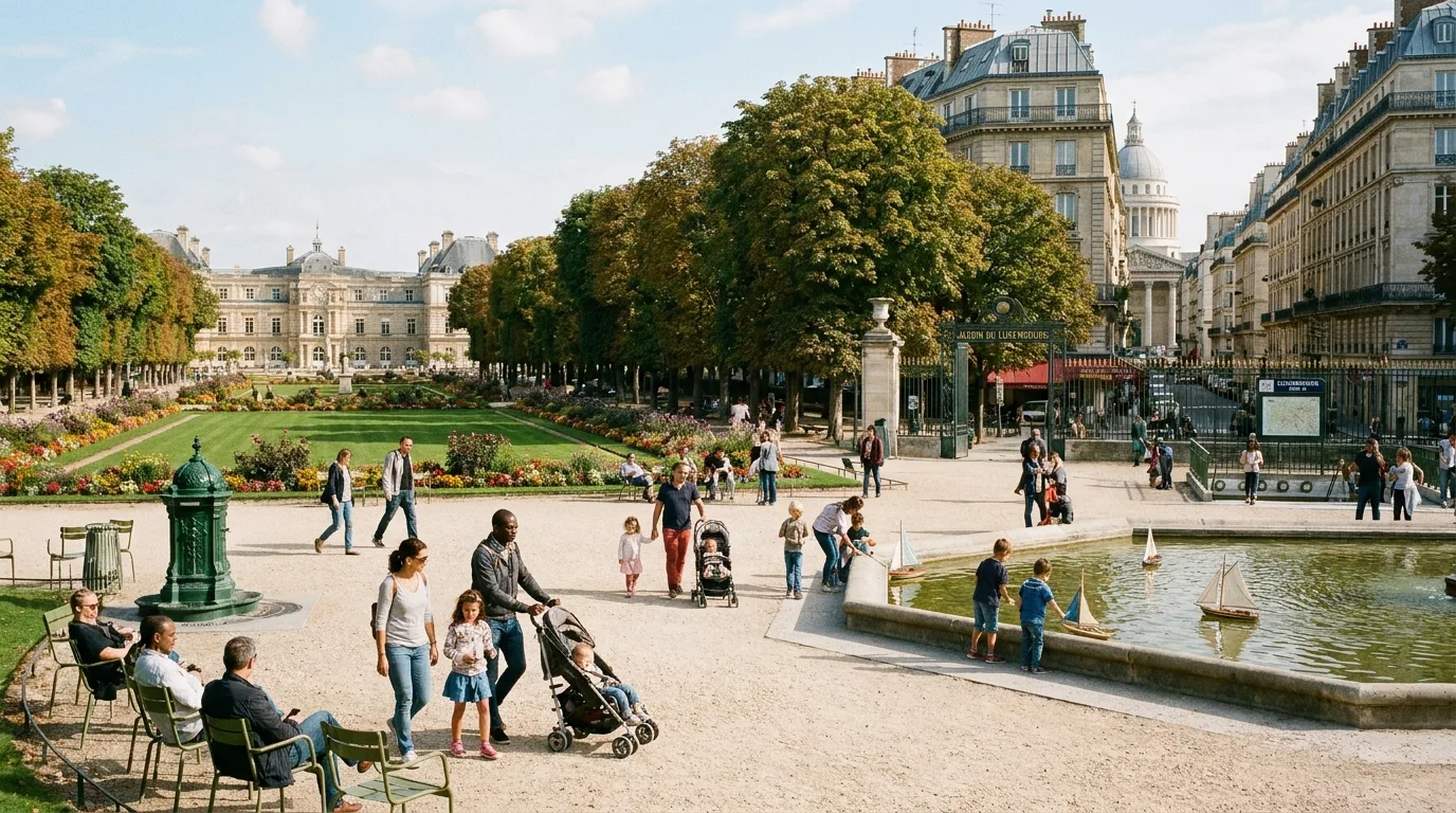 Families visiting Luxembourg in Paris