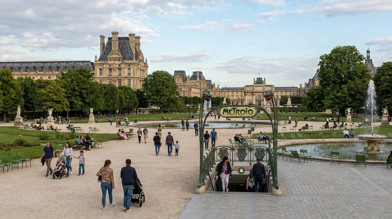 Traveler exploring Tuileries in Paris