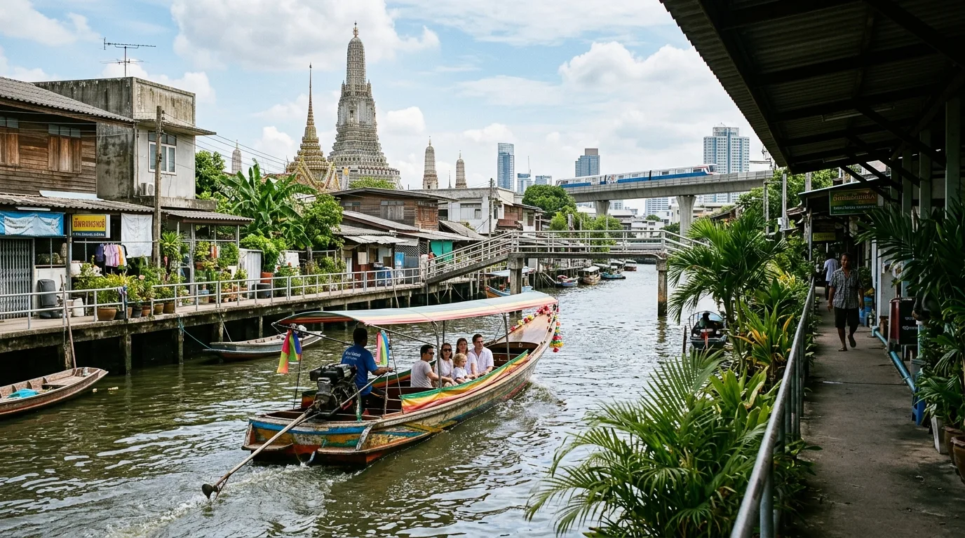 Long-tail boat on canal in Bangkok
