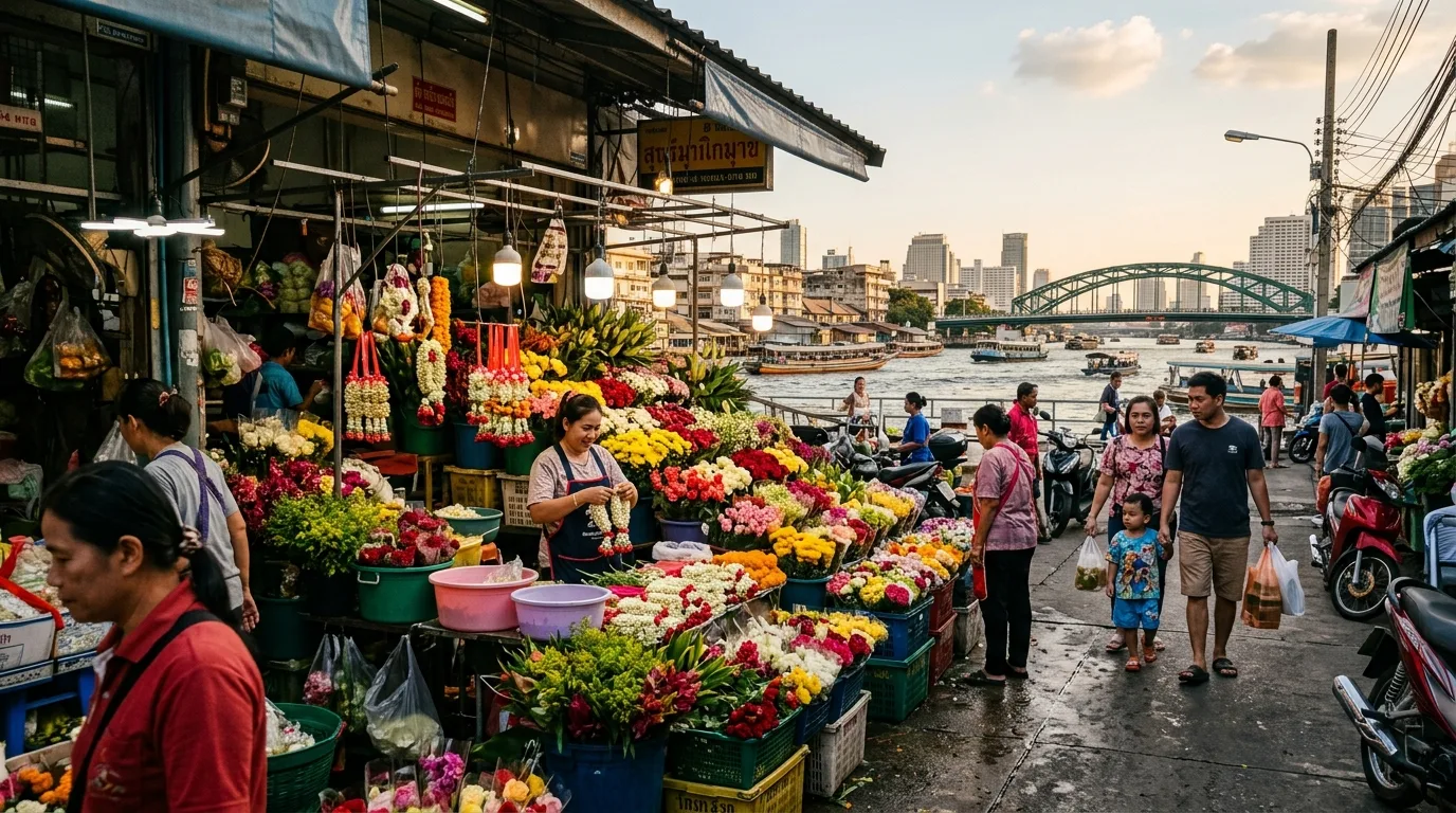 People at flower market in Bangkok