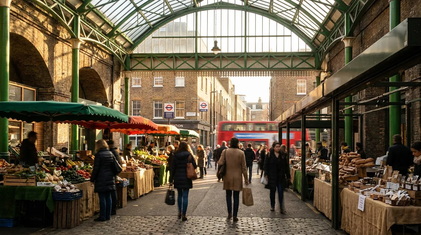 People visiting Borough Market in London