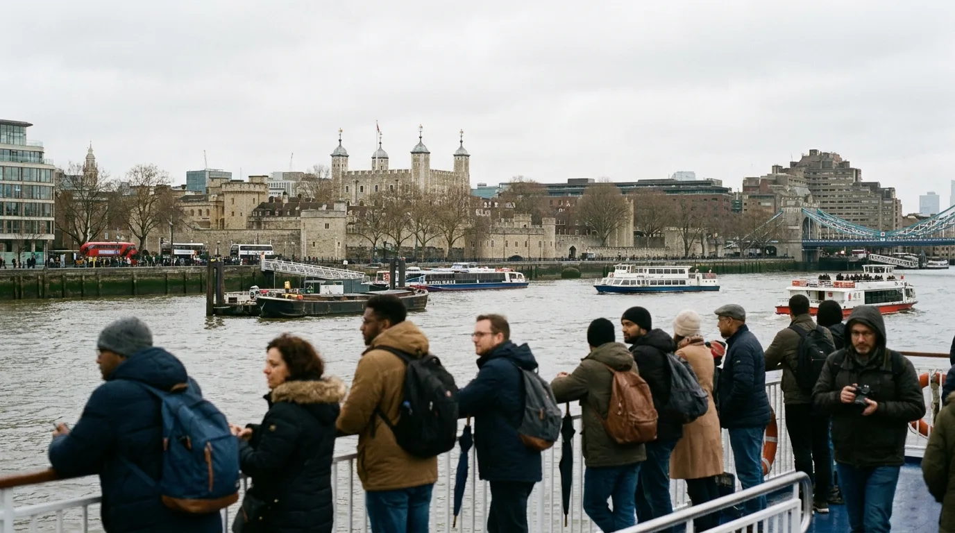 Riverboat passing Tower of London