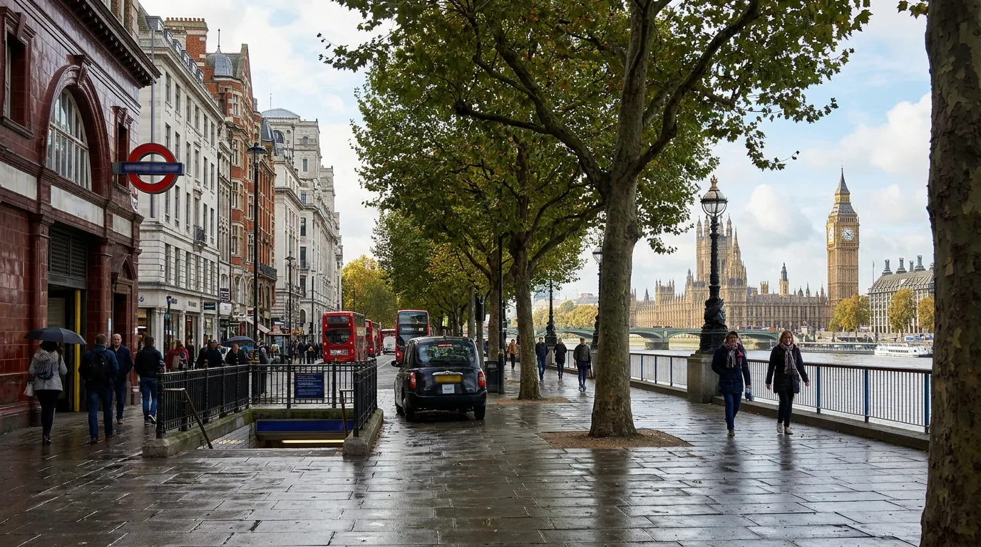 Traveler entering London