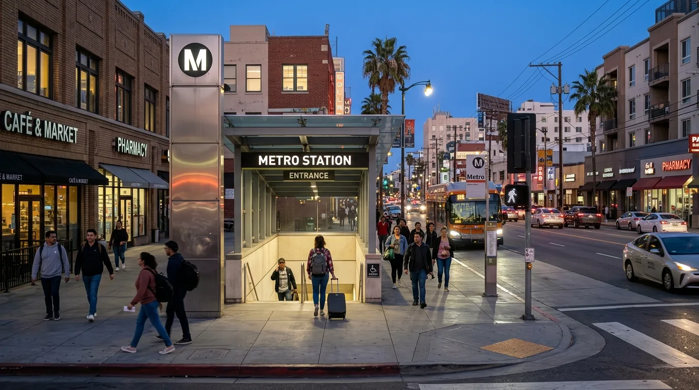 Traveler at Los Angeles metro