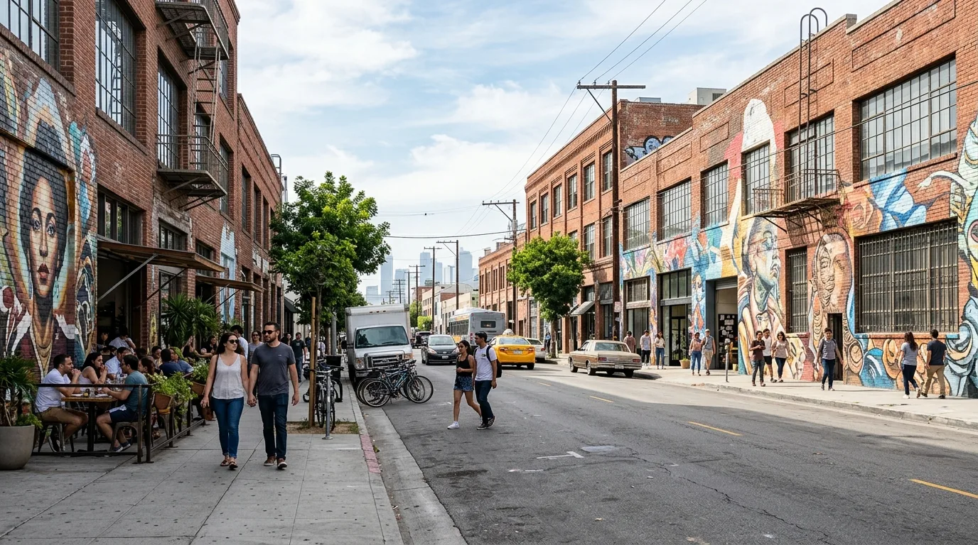 Traveler walking Arts District in Los Angeles