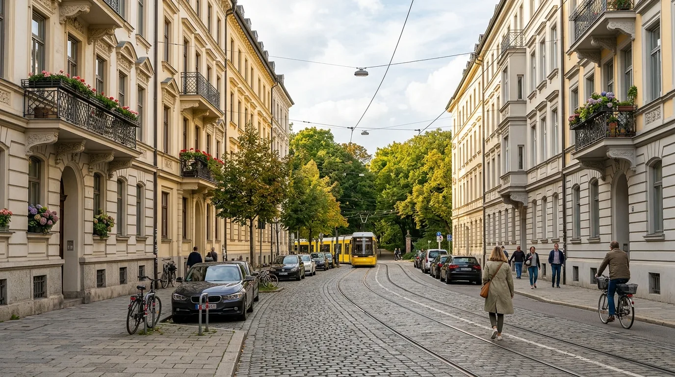Street view of residential area in Germany
