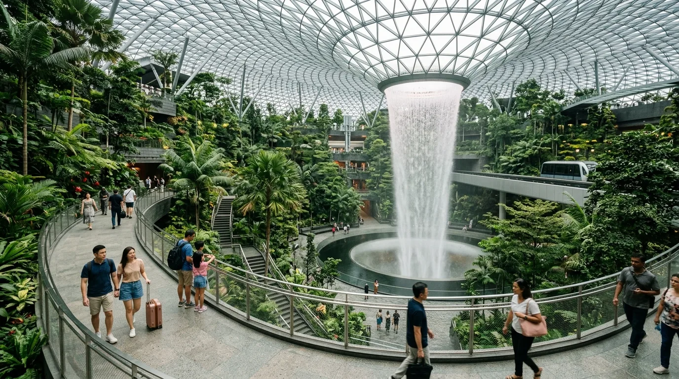 Traveler viewing Jewel Changi in Singapore