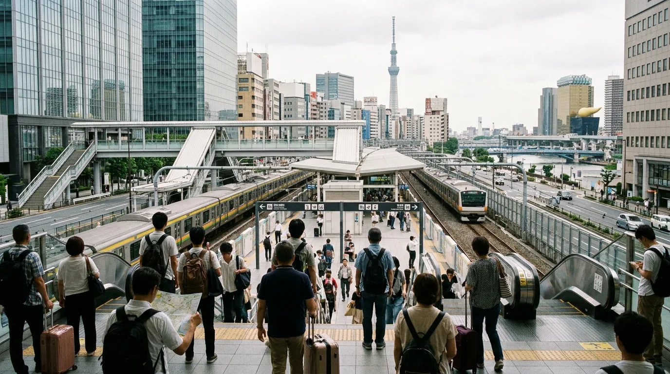 Tokyo railway platform travel