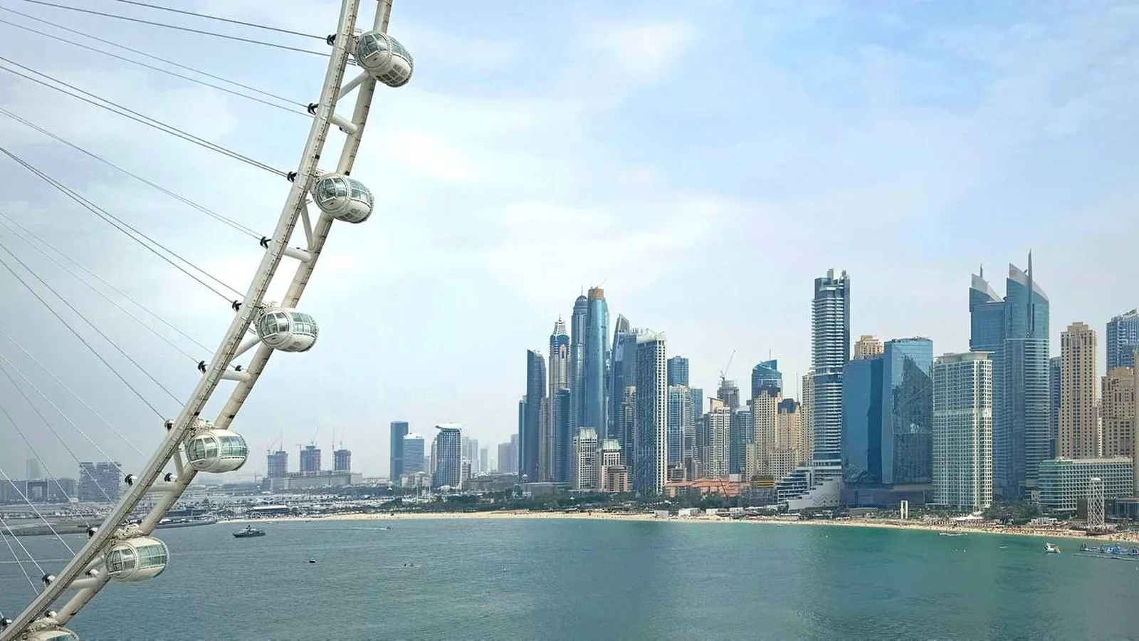 Bluewaters Island waterfront and Dubai Marina skyline