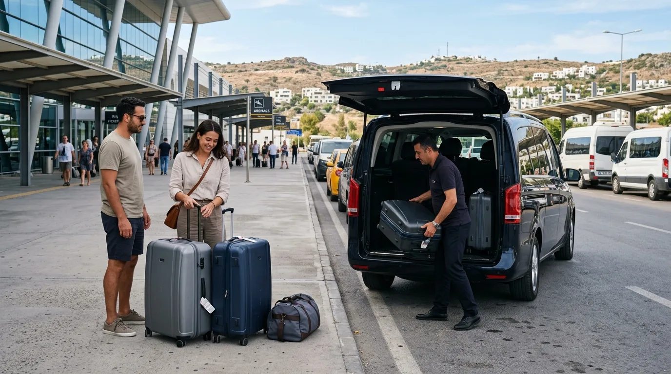 Private transfer loading suitcases in Bodrum