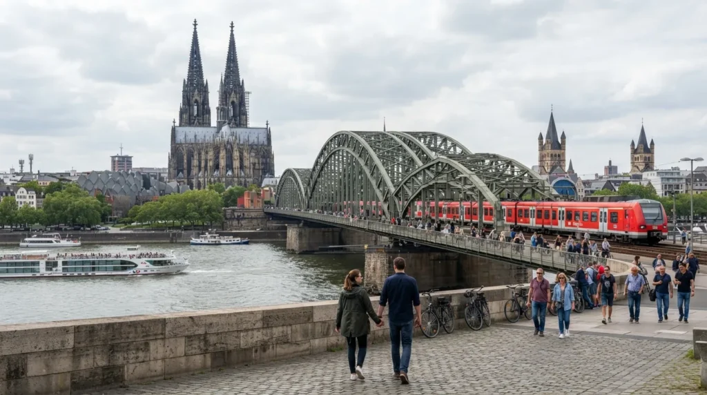 Cologne Cathedral and Rhine view in Germany