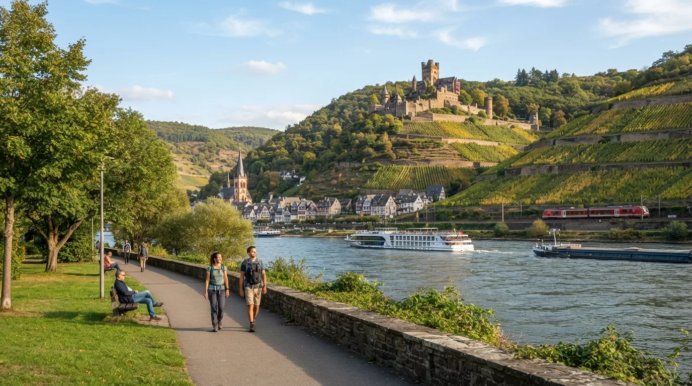 Rhine Valley vineyards and castle in Germany