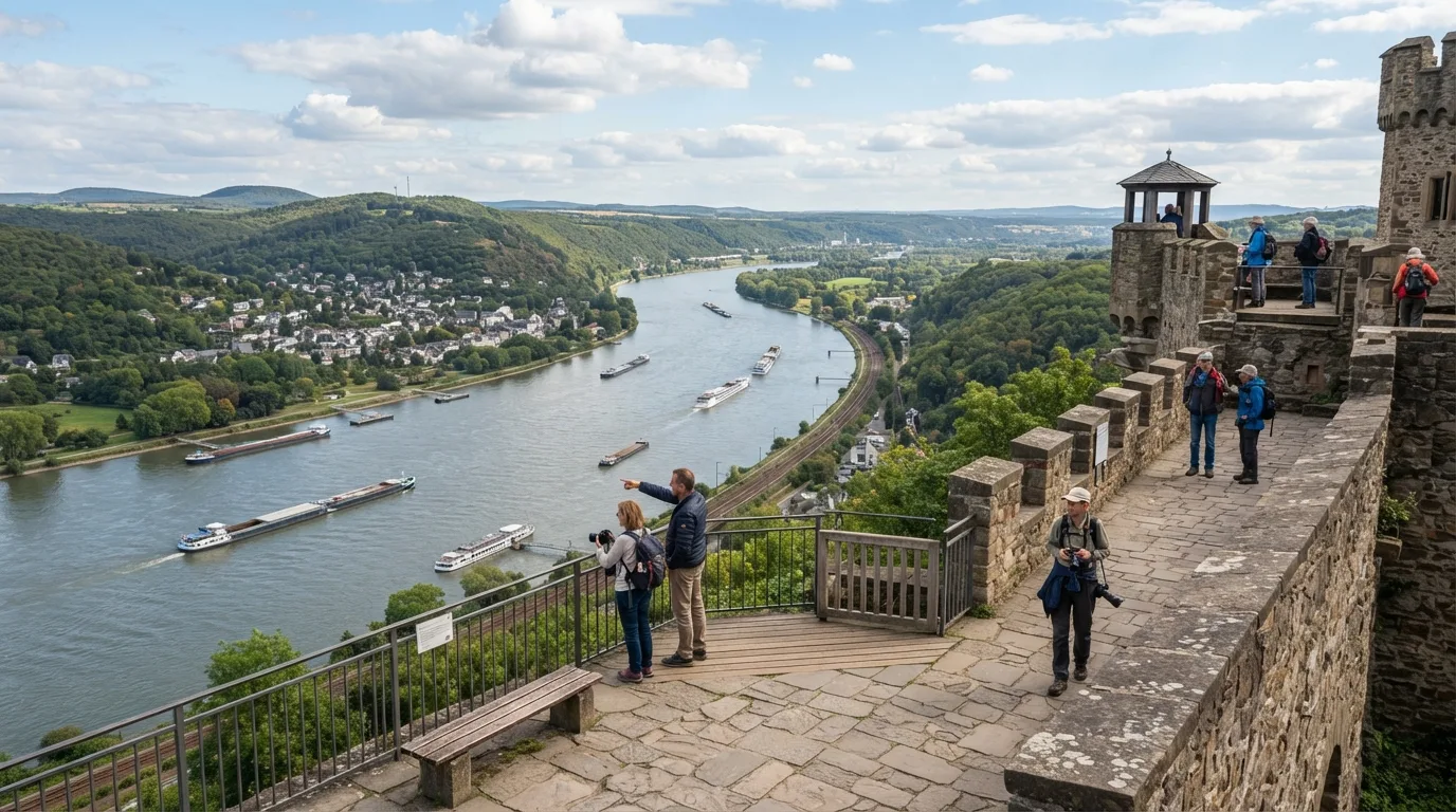Traveler viewing Rhine Valley in Germany