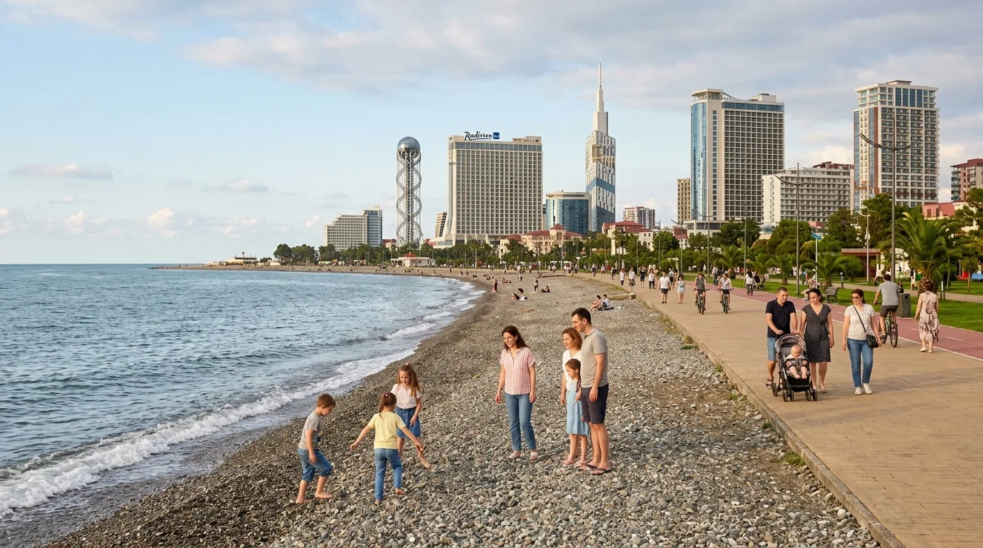 Families at Batumi beach