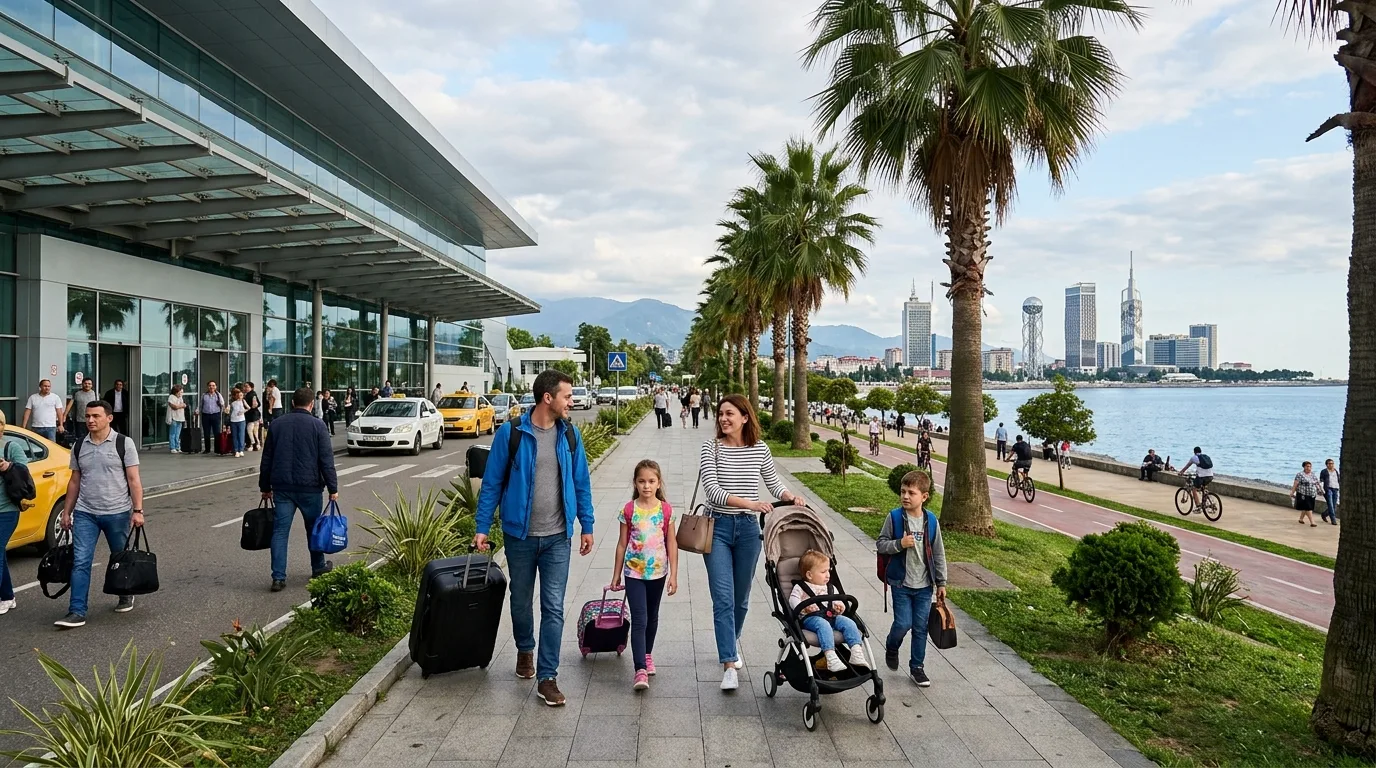 Travelers arriving at Batumi