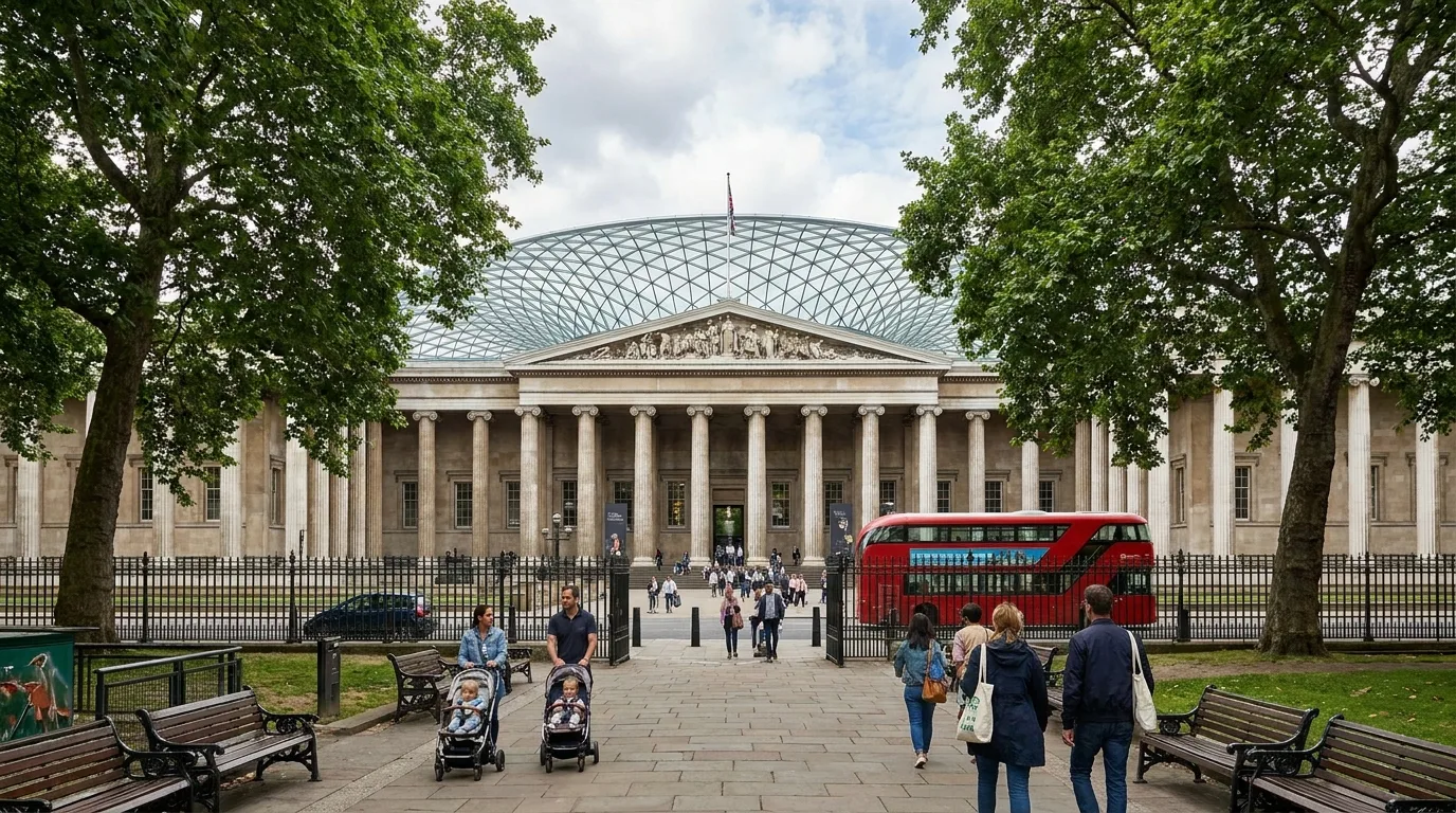 Family visiting British Museum in London