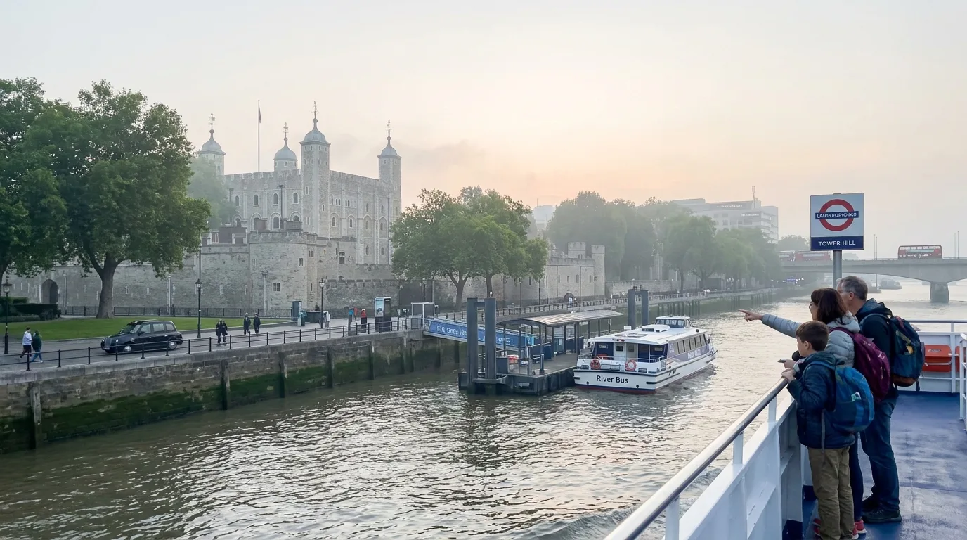 Riverboat passing Tower of London