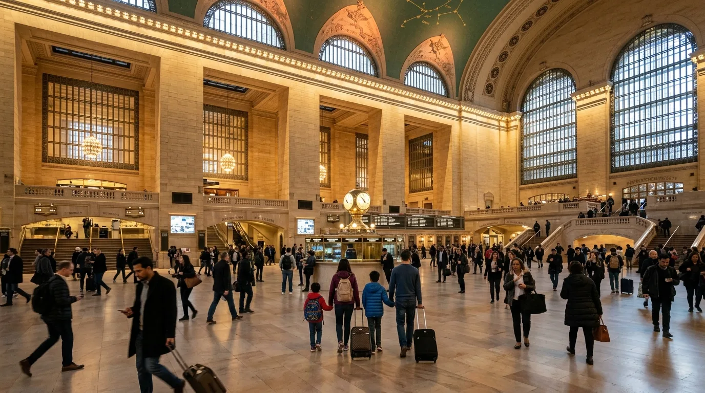 Travelers in Grand Central Terminal in New York